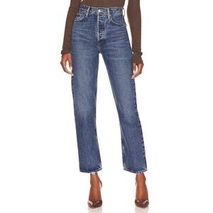 Agolde High-Rise Straight-Leg Blue Jeans